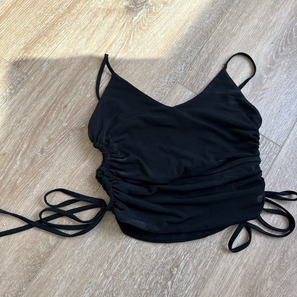 Black Ruched zara Camisole Top with side cut outs
